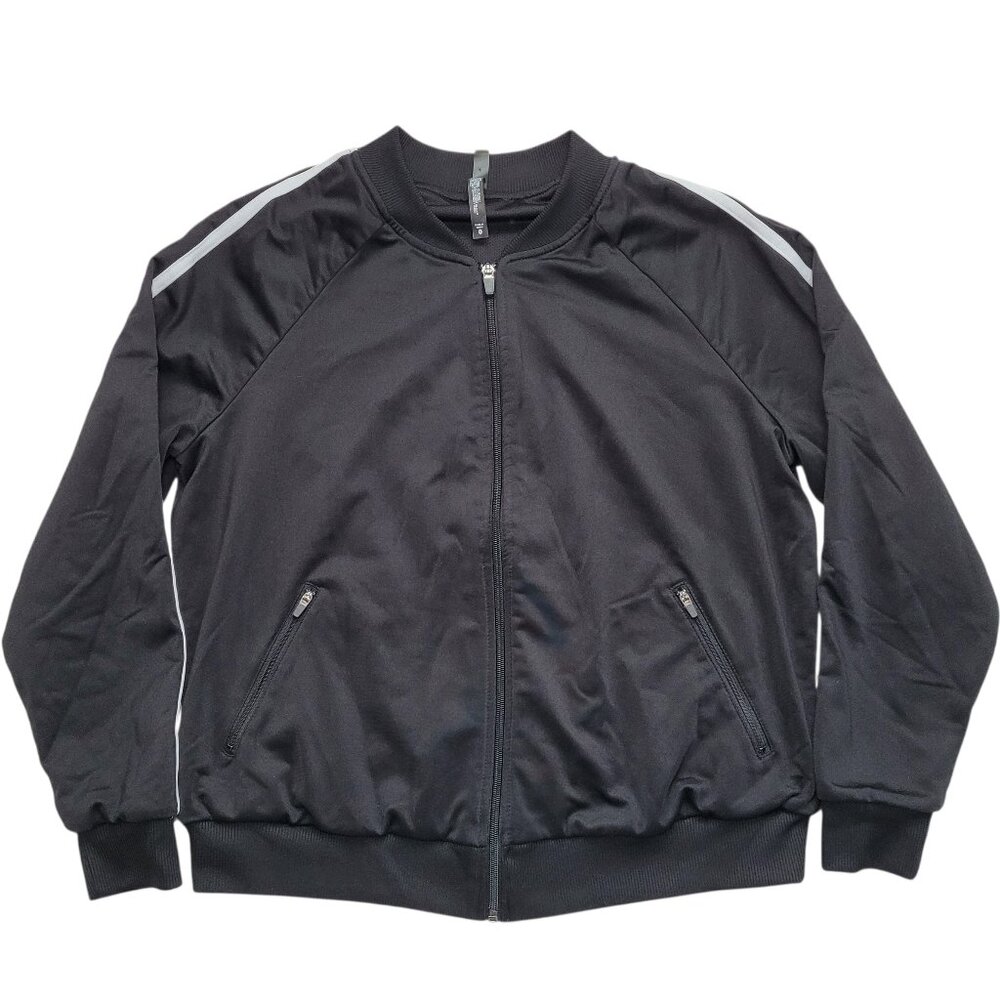 Torrid Active Full Zip Track Jacket Bomber Stripe Black White Size 0 Athleisure - Picture 12 of 13